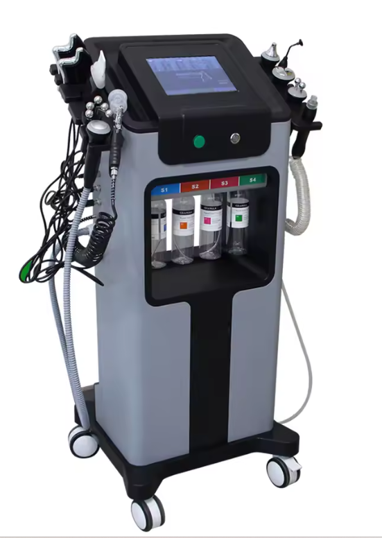 Aparat Hydro Dermabrasion 10-in-1 (Hydra Facial) – Curatare profunda, exfoliere, oxigenare, lifting & infuzie seruri – cu manere multiple