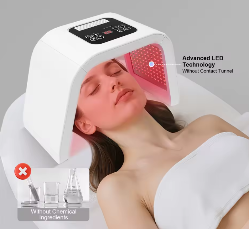 Mască Fototerapie LED Facială 7 Culori – 287 LED SMD, Timer 5–60 min, 100–240V