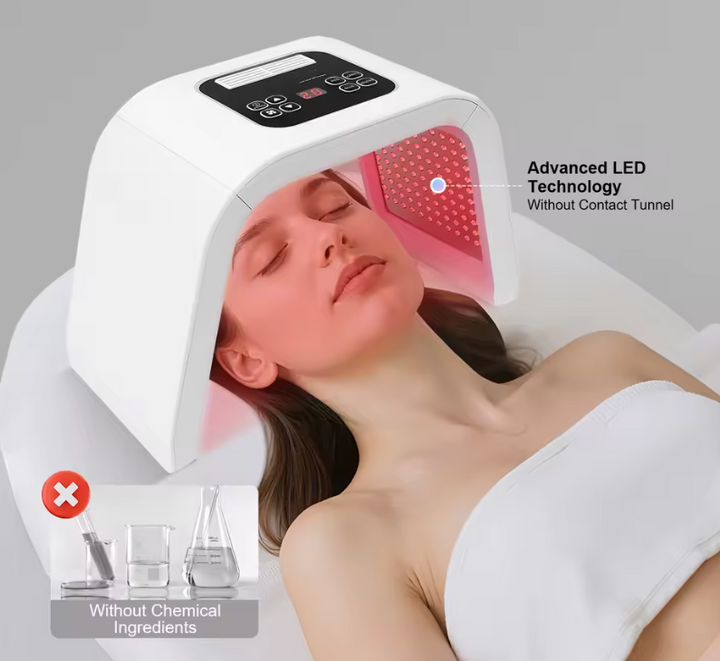 Mască Fototerapie LED Facială 7 Culori – 287 LED SMD, Timer 5–60 min, 100–240V