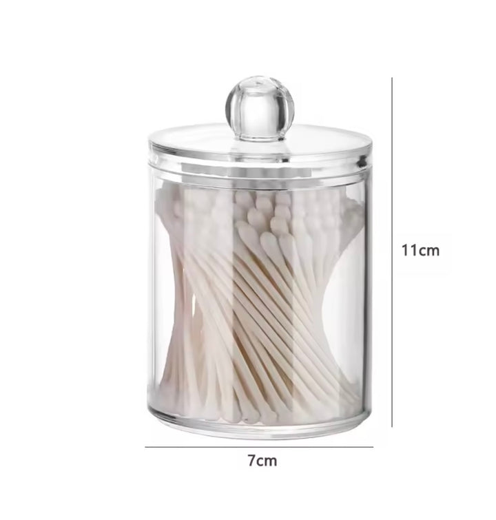 Recipient transparent cu capac (9.4 × 12.8 cm) – borcan elegant pentru sare de baie, cosmetice si accesorii